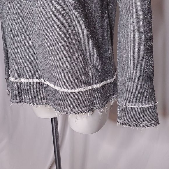 Nation LTD Raglan Frayed Hem Marled Knit slSweatshirt Blue White sz S - Picture 5 of 8